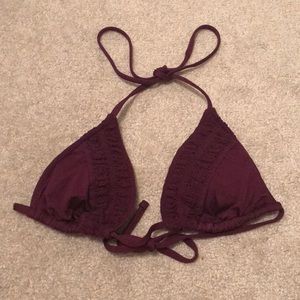 Mossimo purple bikini top with crochet details.